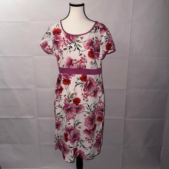 Jaclyn smith pink, red and white floral print dress women’s size large - Picture 1 of 6